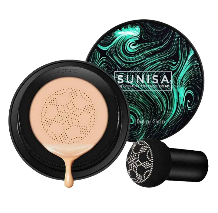 SUNISA Foundation Base Water proof Mushroom Head Air Cushion BB CC Cream Moisturizing Liquid Foundation with Sponge