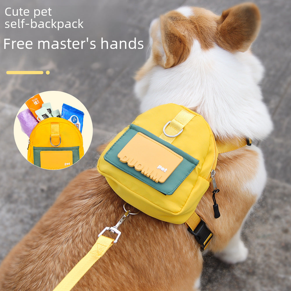 Dog Traction Rope Cartoon schoolbag Travel Pet Self-backpack