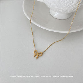 Fashion Bow Titanium Steel Necklace Female Niche Design