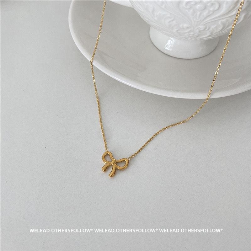 Fashion Bow Titanium Steel Necklace Female Niche Design